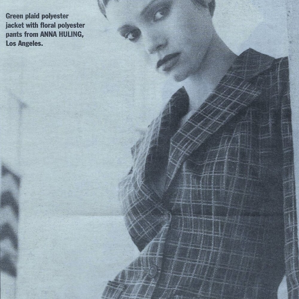 Green plaid duster by Anna Huling.